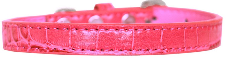 Wichita Plain Croc Dog Collar Bright Pink Size 14